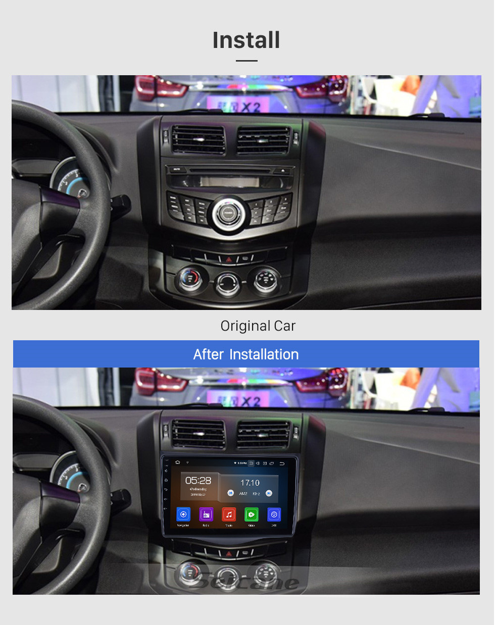 Seicane Écran tactile HD pour 2016 JMC Lufeng X5 Radio Android 11.0 9 pouces Système de navigation GPS Bluetooth WIFI Carplay support DAB + Caméra de recul