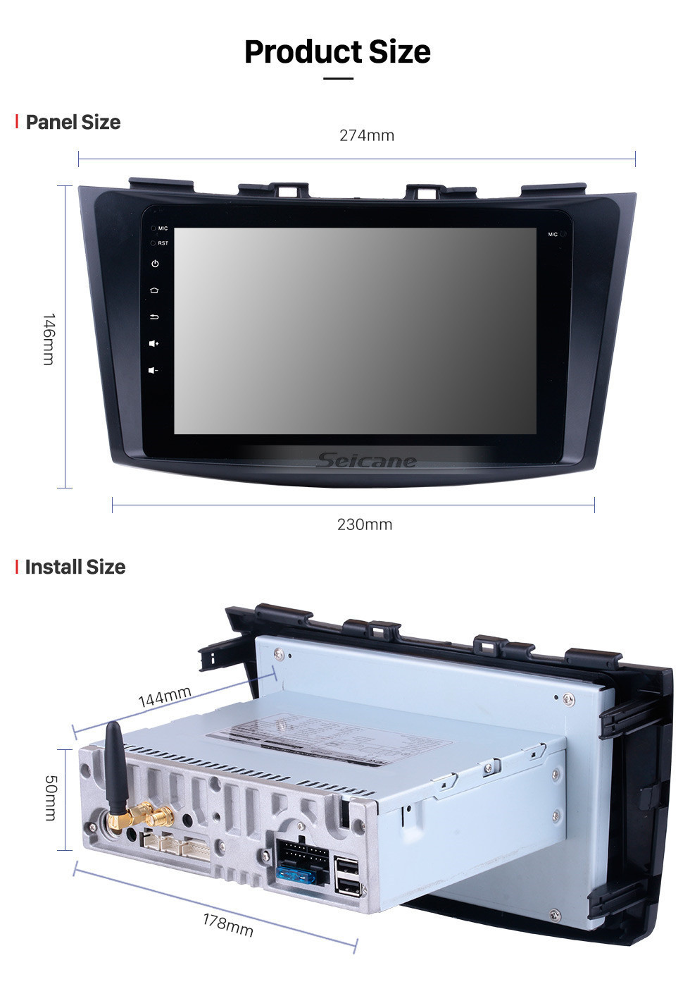 Seicane 2011 2012 2013 Suzuki Swift Ertiga GPS navegación 9 pulgadas Android 11.0 estéreo Bluetooth Música USB Espejo Enlace Steerong Wheel Control Reproductor de DVD Carplay