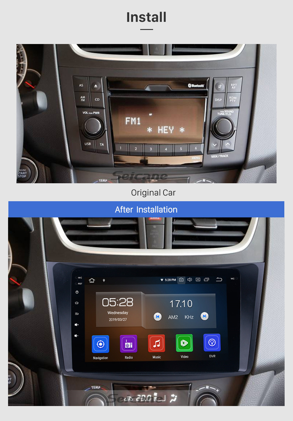 Seicane 2011 2012 2013 Suzuki Swift Ertiga navigation GPS 9 pouces Android 11.0 stéréo Bluetooth Musique USB Lien Miroir Steerong Contrôle des roues Lecteur DVD Carplay