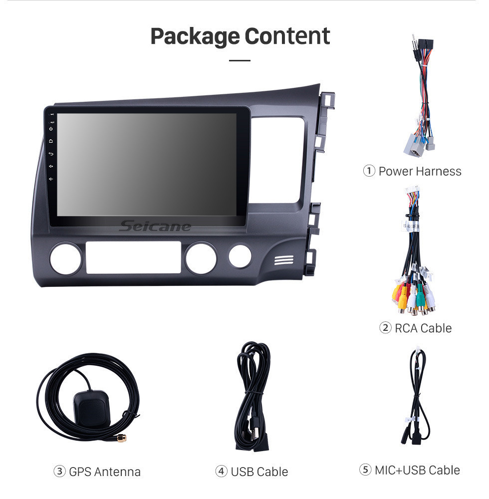 Seicane All-in-one 10.1 inch Android 11.0 Radio Removal for 2006-2011 Honda Civic RHD GPS Head Unit 1024*600 Multi-touch Capacitive Screen Bluetooth Music MP3 Mirror Link OBD2 AUX  WiFi HD 1080P