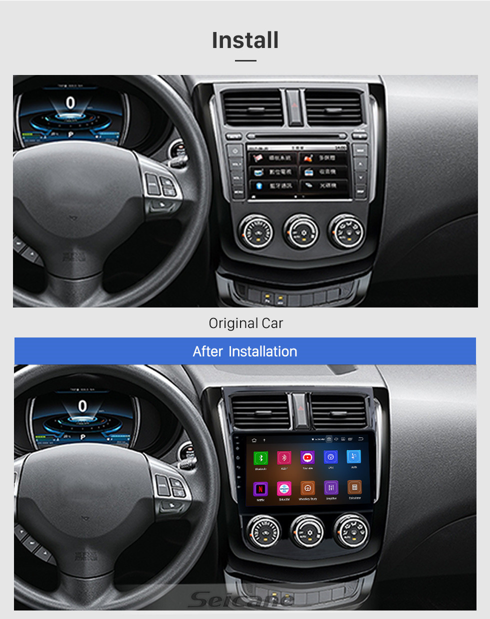 Seicane 9 inch Android 11.0 For 2013 Mitsubishi COLT Plus Radio GPS Navigation System with HD Touchscreen Bluetooth Carplay support OBD2 Seicane 9 inch Android 11.0 For 2013 Mitsubishi COLT Plus Radio GPS Navigation System with HD Touchscreen Bluetooth Carplay support OBD2