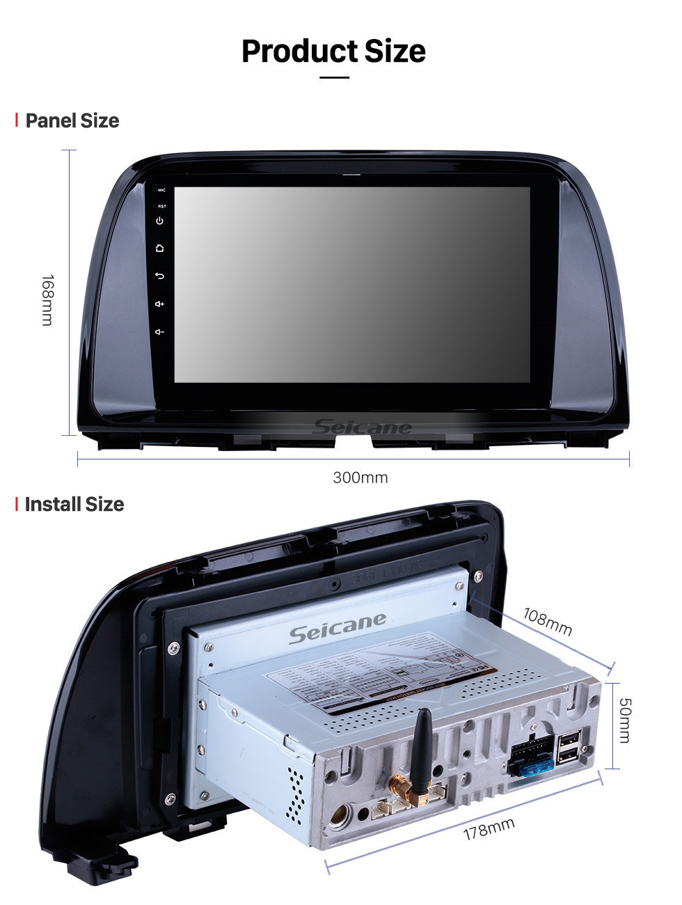 Seicane 9 pulgadas OEM Android 11.0 Radio Sistema de navegación GPS para 2012 2013 2014 2015 MAZDA CX-5 con Bluetooth Pantalla táctil capacitiva TPMS DVR OBD II Cámara trasera AUX 3G WiFi HD 1080P Video Reposacabezas Control USB SD