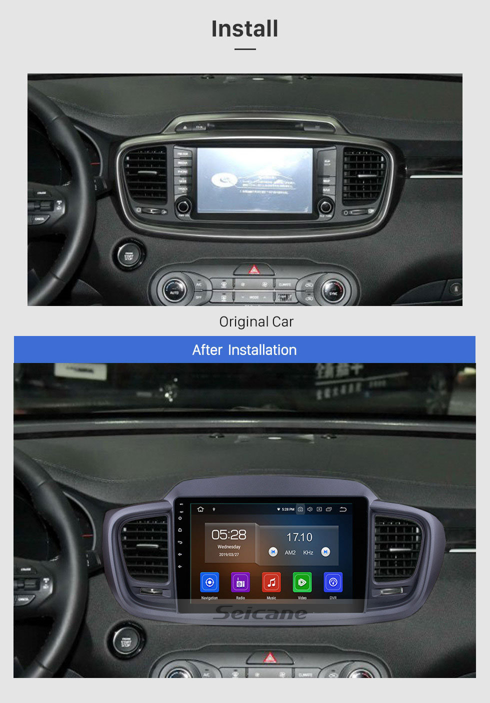 Seicane Sistema de navegación GPS Android 9 pulgadas de 9 pulgadas Radio para 2015 2016 Kia Sorento con Mirror link HD 1024 * 600 pantalla táctil OBD2 DVR Cámara de visión trasera TV 1080P Video 3G WIFI Control del volante Bluetooth USB Seicane Sistema de navegación GPS Android 9 pulgadas de 9 pulgadas Radio para 2015 2016 Kia Sorento con Mirror link HD 1024 * 600 pantalla táctil OBD2 DVR Cámara de visión trasera TV 1080P Video 3G WIFI Control del volante Bluetooth USB