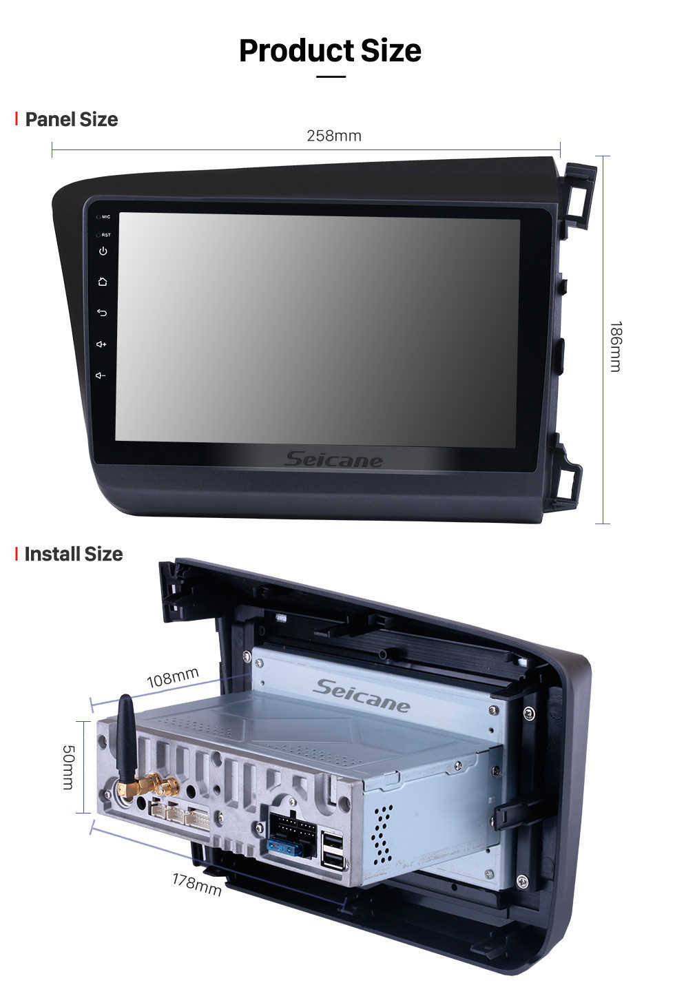 Seicane para 2012 Honda Civic Mão direita Condução de carro Navegação GPS Android 11.0 HD Touchscreen 9 polegadas Rádio Controle de volante Música Bluetooth 4G Wifi Suporte USB OBD2 DVD Player