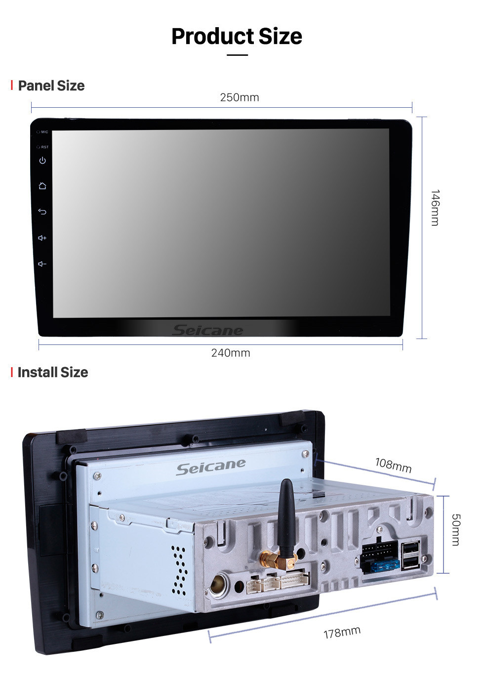 Seicane 10,1-дюймовый автомобильный радиоприемник Android 11.0 Универсальная система GPS-навигации с Bluetooth HD с сенсорным экраном Поддержка WIFI AUX 4G DVR 1080P DAB TPMS Резервная камера Mirror Link
