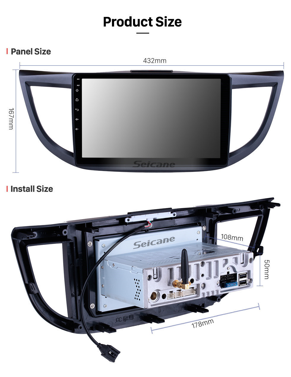 Seicane 10.1 inch Android 11.0 HD 1024*600 Touchscreen For 2011 2012 2013 2014 2015 HONDA CRV Radio GPS Navigation System with 4G wifi Bluetooth Mirror Link Digital TV OBD2 TPMS Backup Camera 