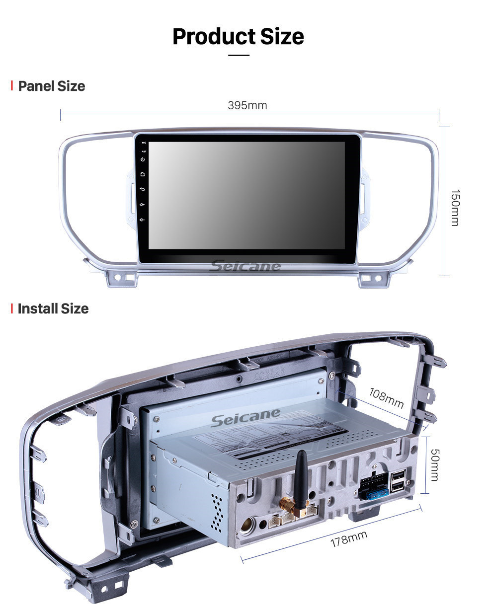 Seicane 9 pulgadas Android 11.0 para 2016-2017 Kia KX5 Radio Sistema de navegación GPS Pantalla táctil Wifi Bluetooth Espejo Enlace OBD2 DAB + DVR Control de volante Cámara de respaldo