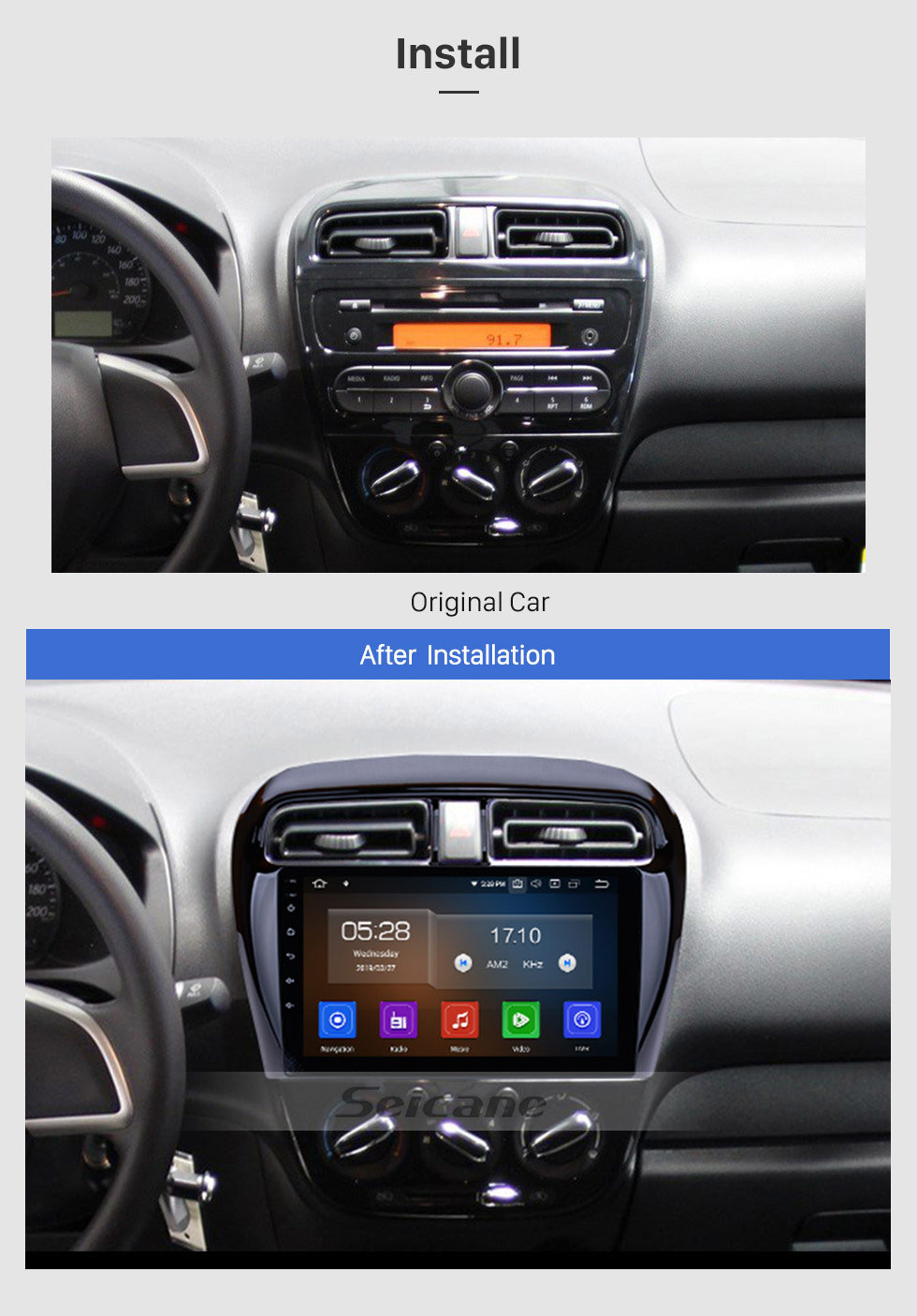 Seicane 2012-2018 Mitsubishi Mirage 9 inch Android 9.0 GPS Navigation Full Touch Screen WiFi FM Radio USB Carplay Bluetooth SWC OBD2 Backup Camera DVR DAB Seicane 2012-2018 Mitsubishi Mirage 9 inch Android 9.0 GPS Navigation Full Touch Screen WiFi FM Radio USB Carplay Bluetooth SWC OBD2 Backup Camera DVR DAB
