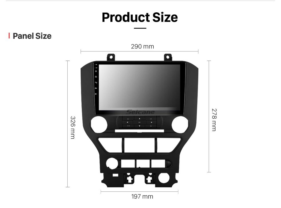 Seicane Écran tactile Android 12.0 HD de 9 pouces pour Ford Mustang 2015-2018 Système de navigation GPS à radio basse avec prise en charge WIFI Bluetooth Commande au volant Carplay DVR OBD 2