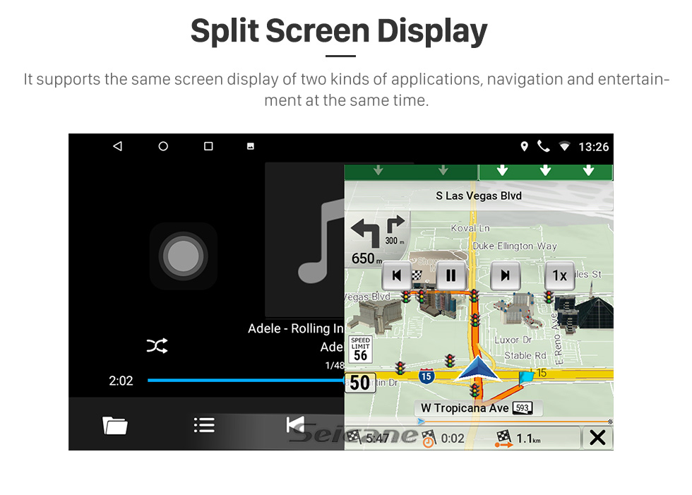 Seicane 9 pouces Android 12.0 HD Écran tactile pour 2015-2018 Ford Mustang Radio Système de navigation GPS avec prise en charge WIFI Bluetooth Commande au volant Carplay DVR OBD2