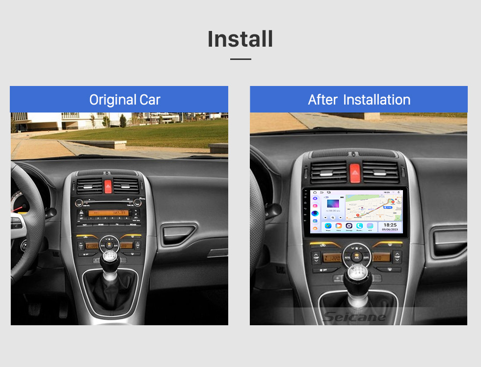 Seicane Android 12.0 HD Écran tactile 9 pouces pour 2006 2007-2011 TOYOTA AURIS Radio Système de navigation GPS avec prise en charge Bluetooth Carplay Caméra arrière