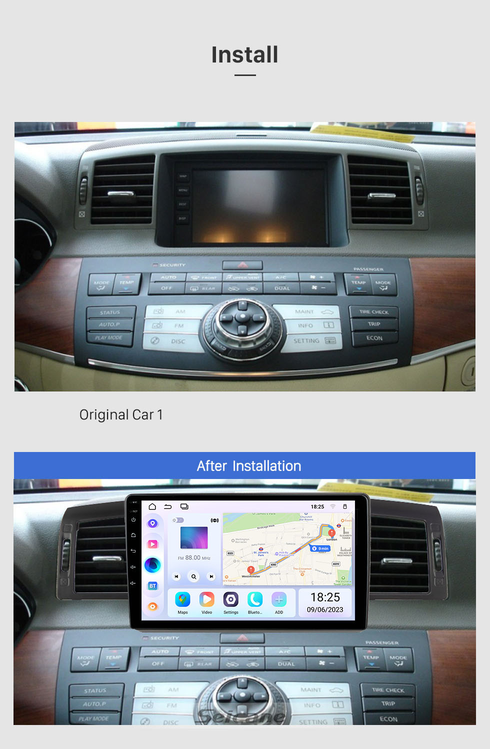 Seicane For 2007-2009 INFINITI M35 2005-2007 NISSAN FUGA Radio Android 13.0 HD Touchscreen 9 inch GPS Navigation System with Bluetooth support Carplay DVR