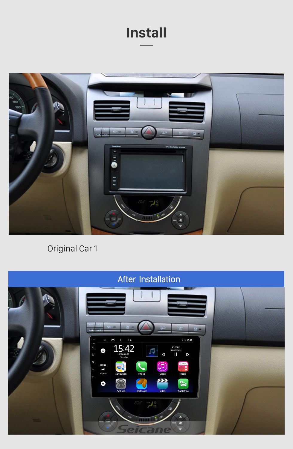 Seicane Android 10.0 HD Pantalla táctil de 9 pulgadas para 2006 2007-2011 TOYOTA AURIS Radio Sistema de navegación GPS con soporte Bluetooth Cámara trasera Carplay