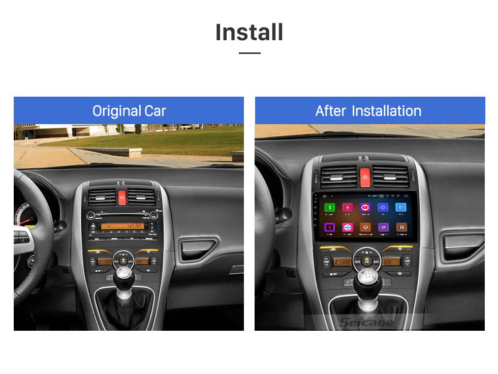 Seicane Pour 2006 2007-2011 TOYOTA AURIS Radio 9 pouces Android 12.0 HD Écran tactile Bluetooth avec système de navigation GPS Support Carplay 1080P