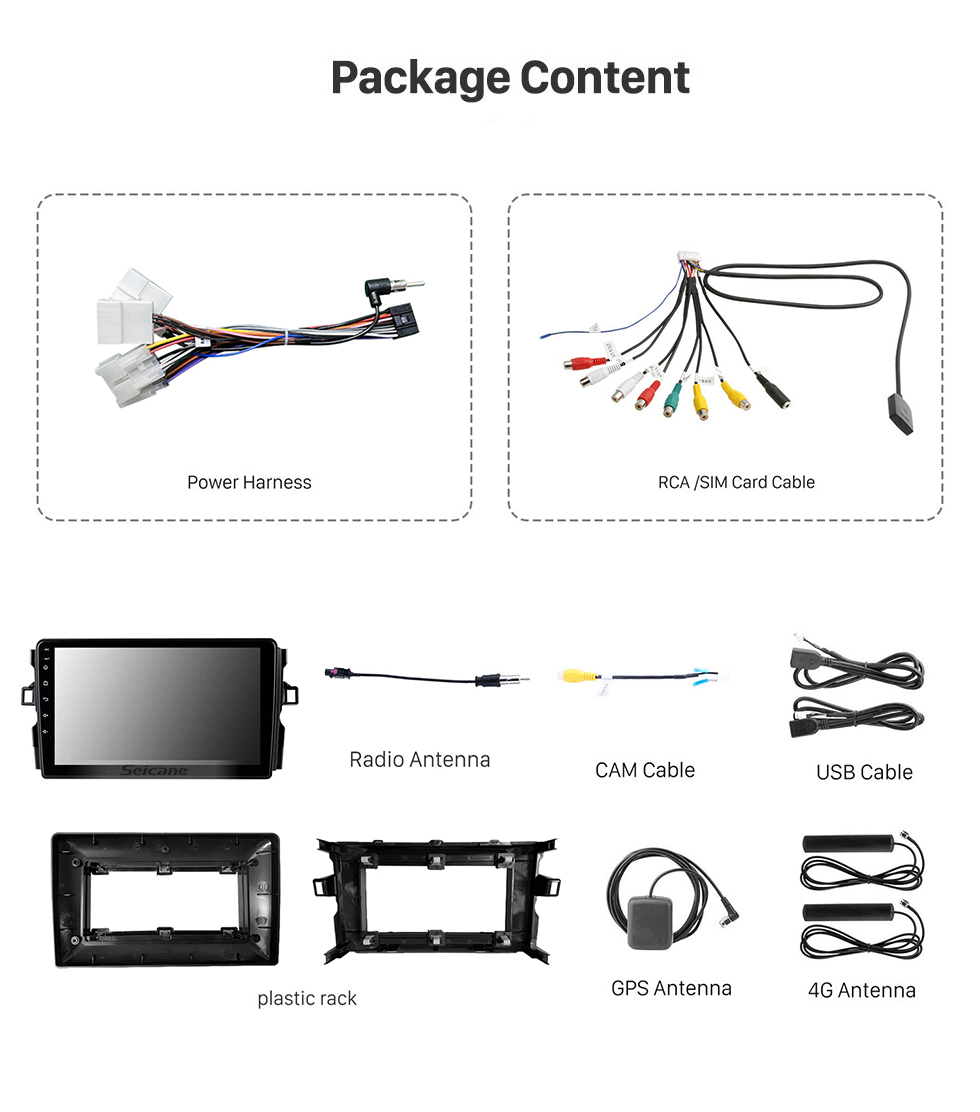 Seicane Para 2006 2007-2011 TOYOTA AURIS Rádio 9 polegadas Android 12.0 HD Touchscreen Bluetooth com Sistema de Navegação GPS Carplay suporte 1080P