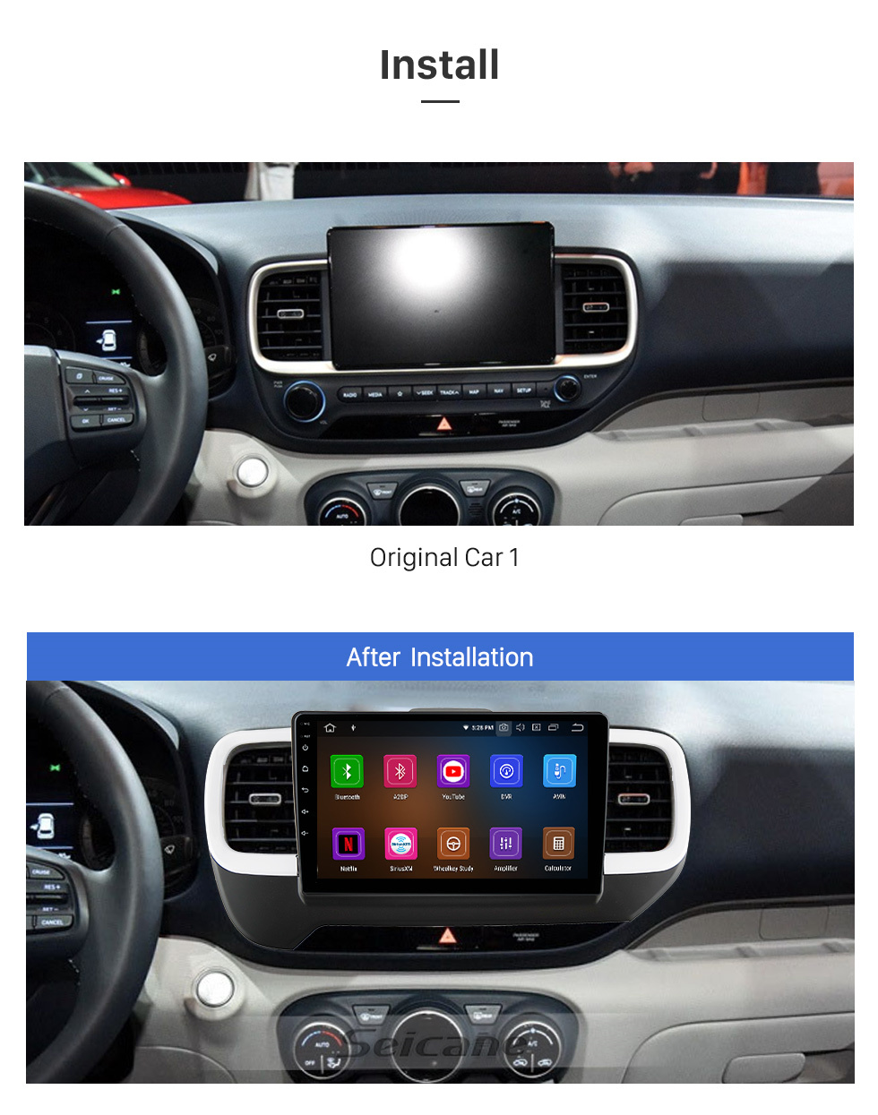 Seicane Android 11.0 For 2019 Hyundai Venue LHD Radio 9 inch GPS Navigation System with Bluetooth HD Touchscreen Carplay support SWC
