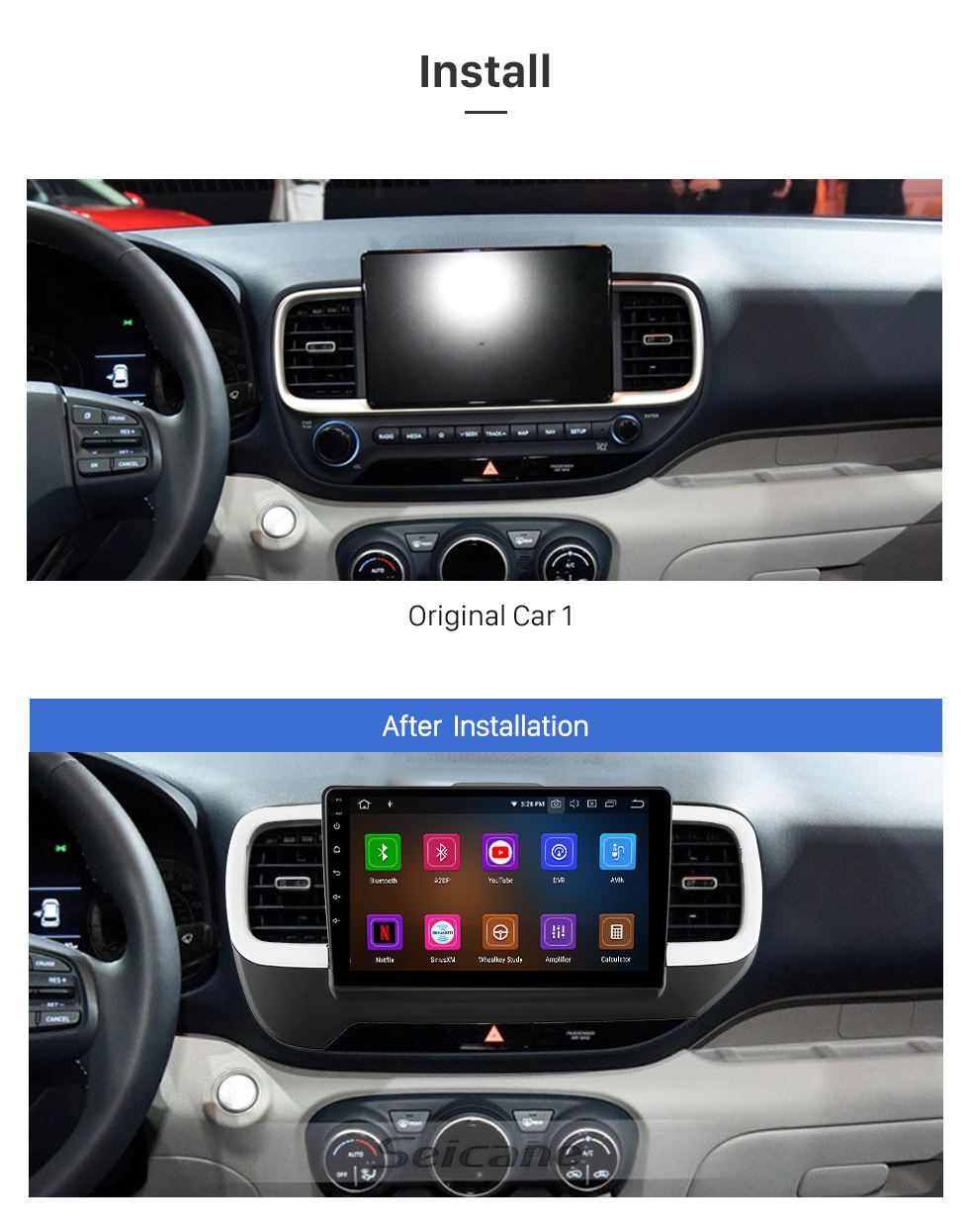Seicane Android 11.0 For 2019 Hyundai Venue LHD Radio 9 inch GPS Navigation System with Bluetooth HD Touchscreen Carplay support SWC Seicane Android 11.0 For 2019 Hyundai Venue LHD Radio 9 inch GPS Navigation System with Bluetooth HD Touchscreen Carplay support SWC
