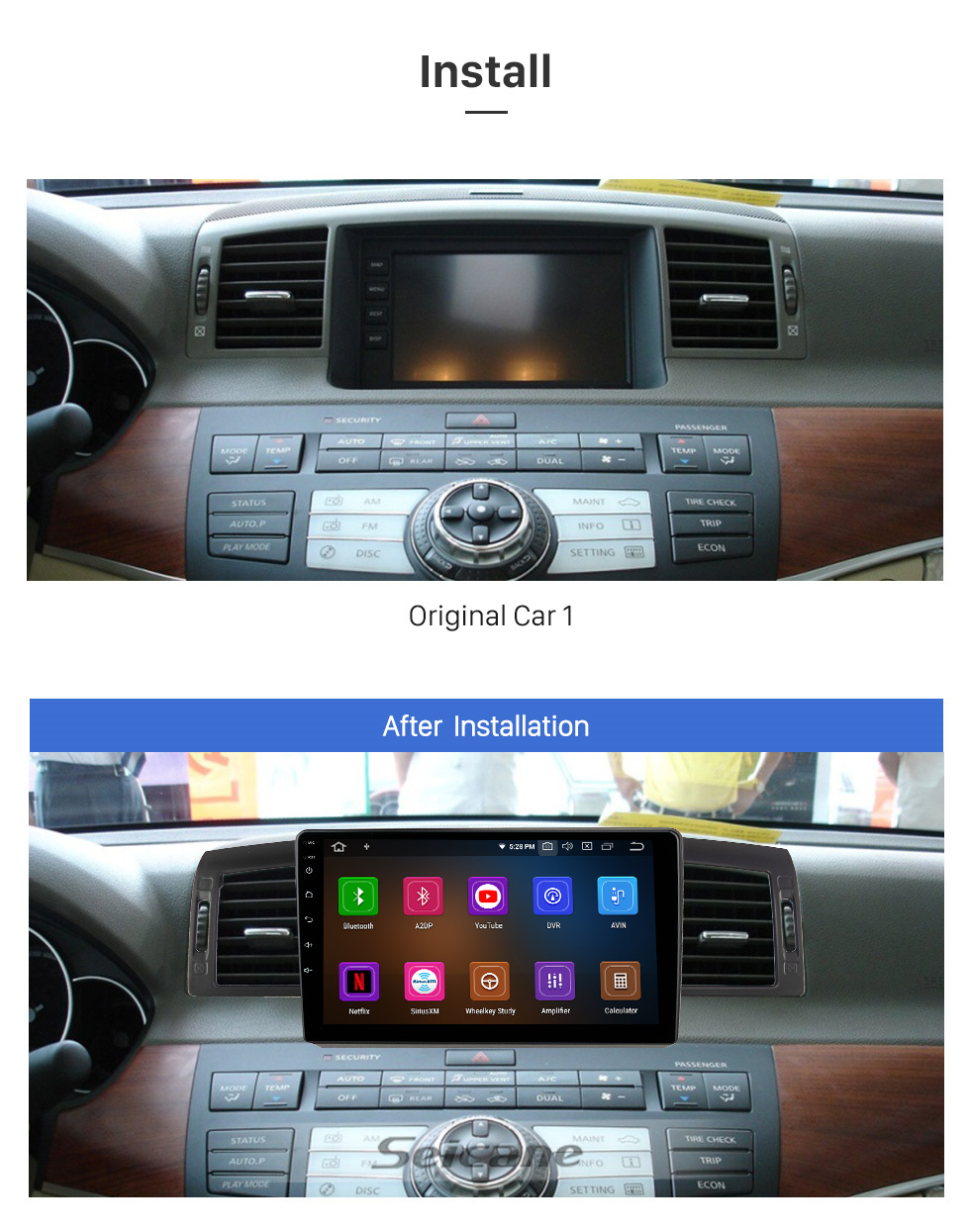 Seicane Para 2007-2009 INFINITI M35 2005-2007 NISSAN FUGA Radio 9 pulgadas Android 12.0 HD Pantalla táctil Bluetooth con sistema de navegación GPS Soporte Carplay 1080P
