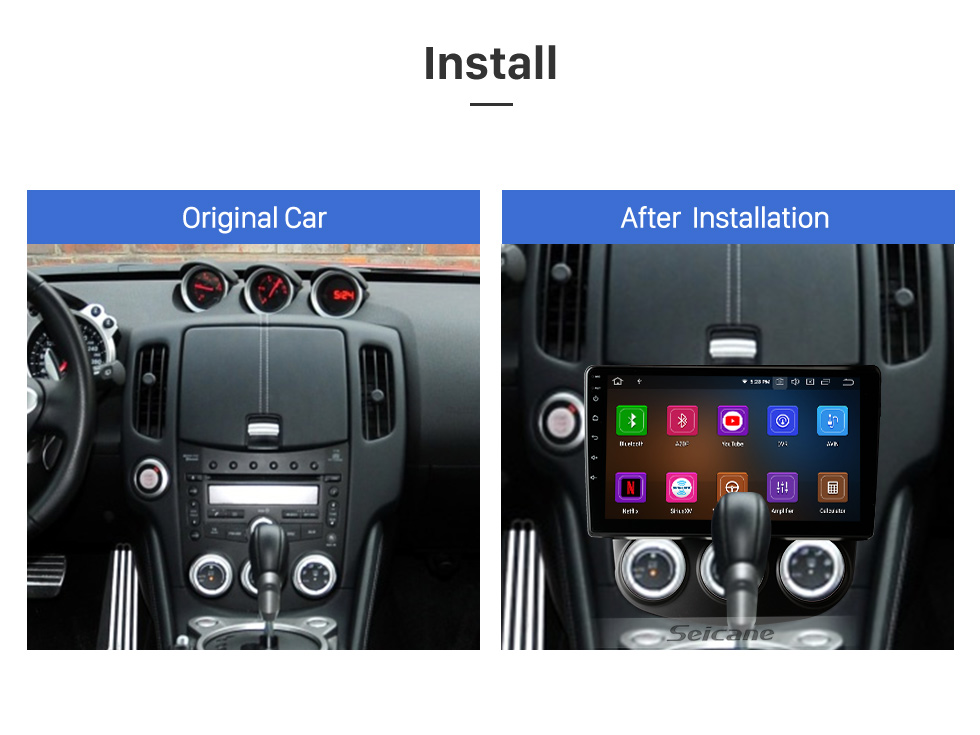 Seicane OEM 9 Zoll Android 13.0 für 2009-2012 NISSAN 370Z Radio GPS Navigationssystem mit HD Touchscreen Bluetooth Unterstützung Carplay OBD2 DVR TPMS