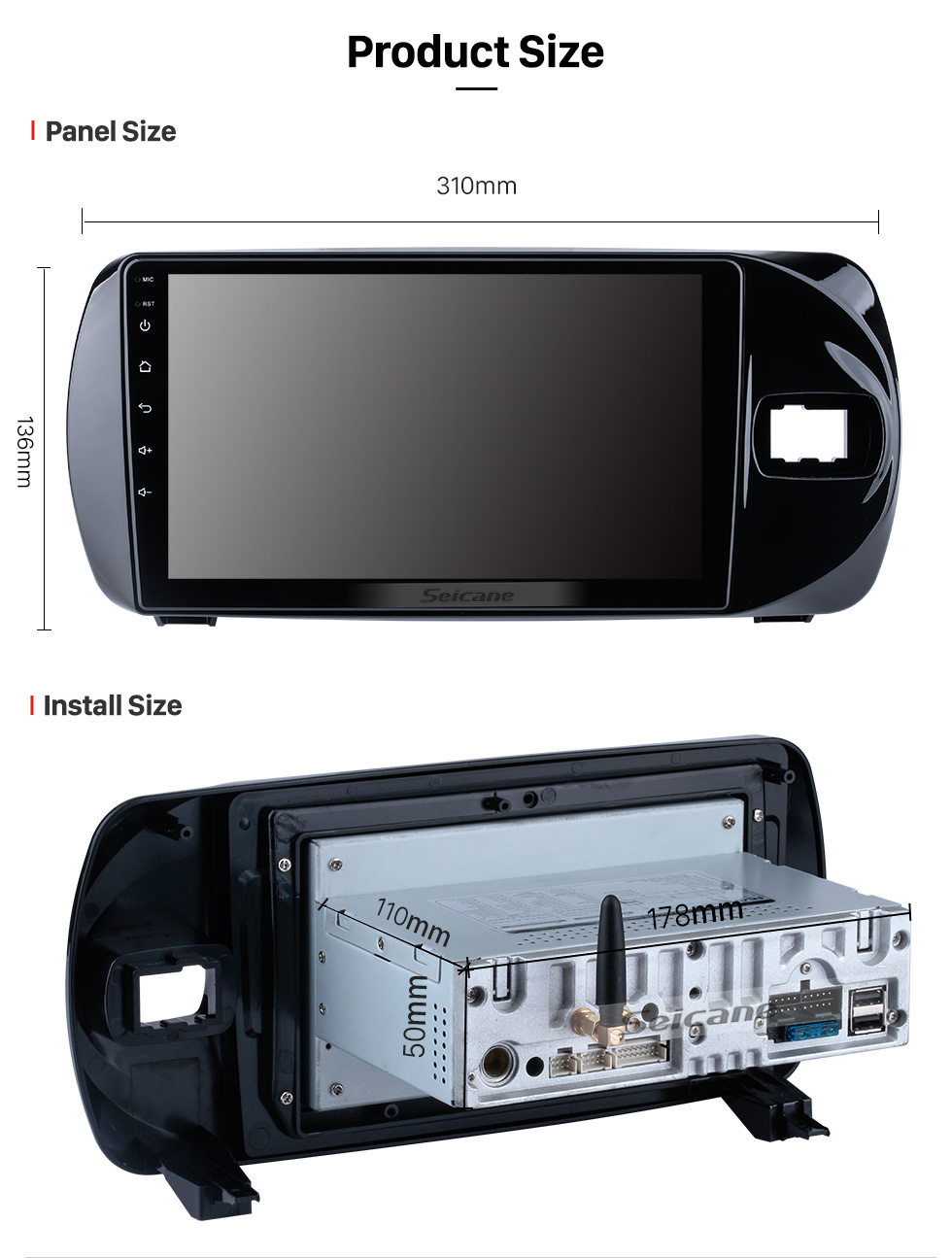 Seicane 9 pouces Andriod 11.0 HD Touchscreeen 2015-2020 Toyota Vitz voiture de conduite à droite GPS Navigatin avec support du système Bluetooth Carplay