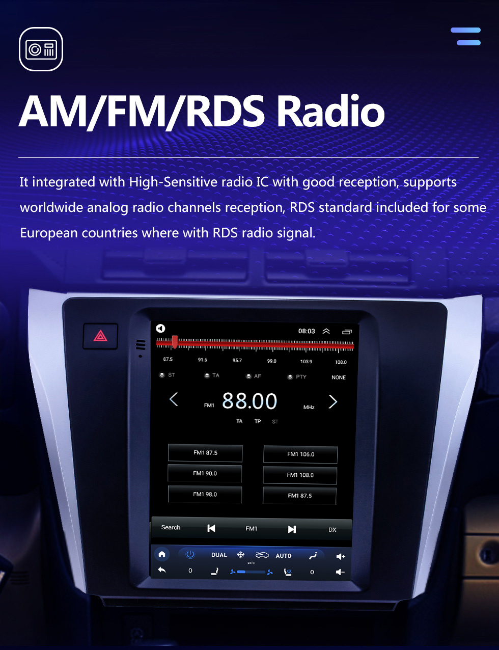 Seicane Radio de navigation GPS Android 10.0 de 9,7 pouces pour Toyota Camry 2015-2017 avec prise en charge Bluetooth AUX à écran tactile HD Carplay OBD2