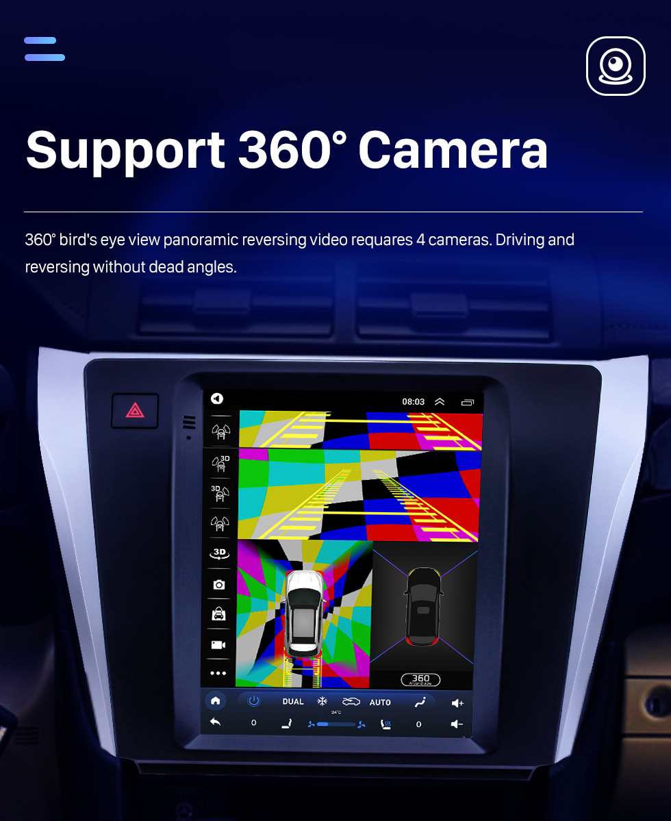 Seicane Radio de navegación GPS Android 10.0 de 9.7 pulgadas para Toyota Camry 2015-2017 con pantalla táctil HD Bluetooth AUX compatible con Carplay OBD2