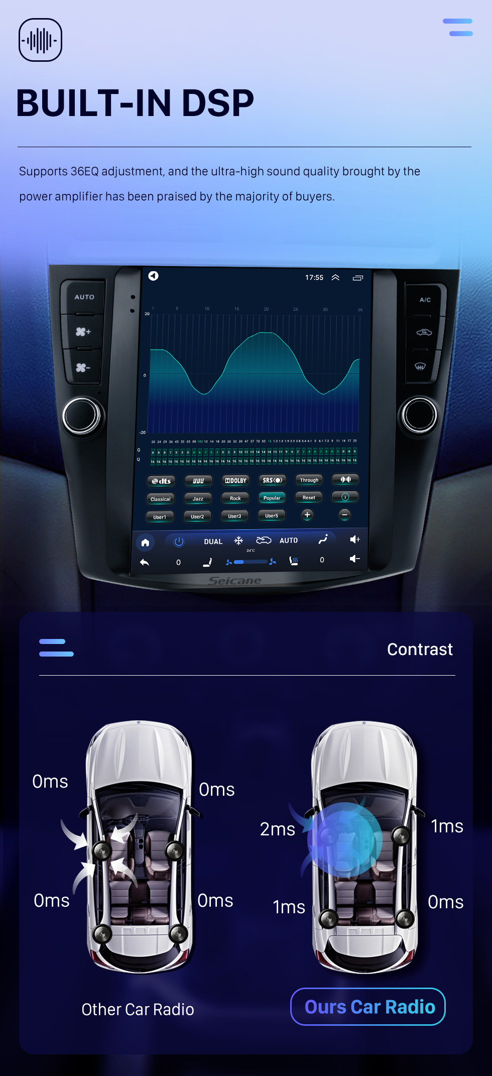 Seicane Pantalla táctil HD 9.7 pulgadas Android 10.0 Aftermarket Radio de navegación GPS para 2003-2007 Honda Accord 7 con teléfono Bluetooth AUX FM Soporte de control del volante DVD 1080P Video OBD2