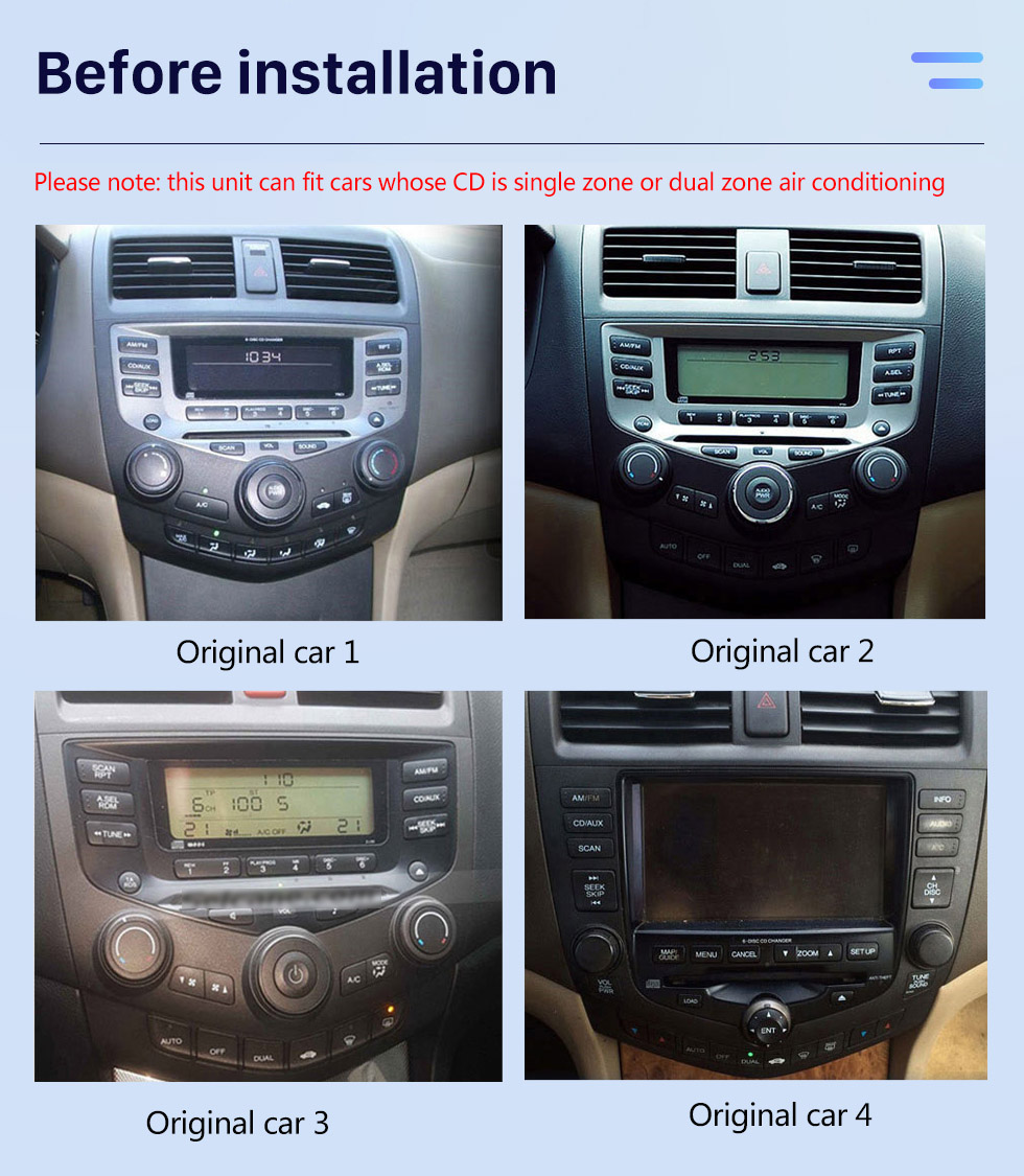 Seicane HD-Touchscreen 9,7 Zoll Android 10.0 Aftermarket GPS-Navigationsradio für 2003-2007 Honda Accord 7 mit Bluetooth-Telefon AUX FM-Lenkradsteuerung unterstützt DVD 1080P Video OBD2