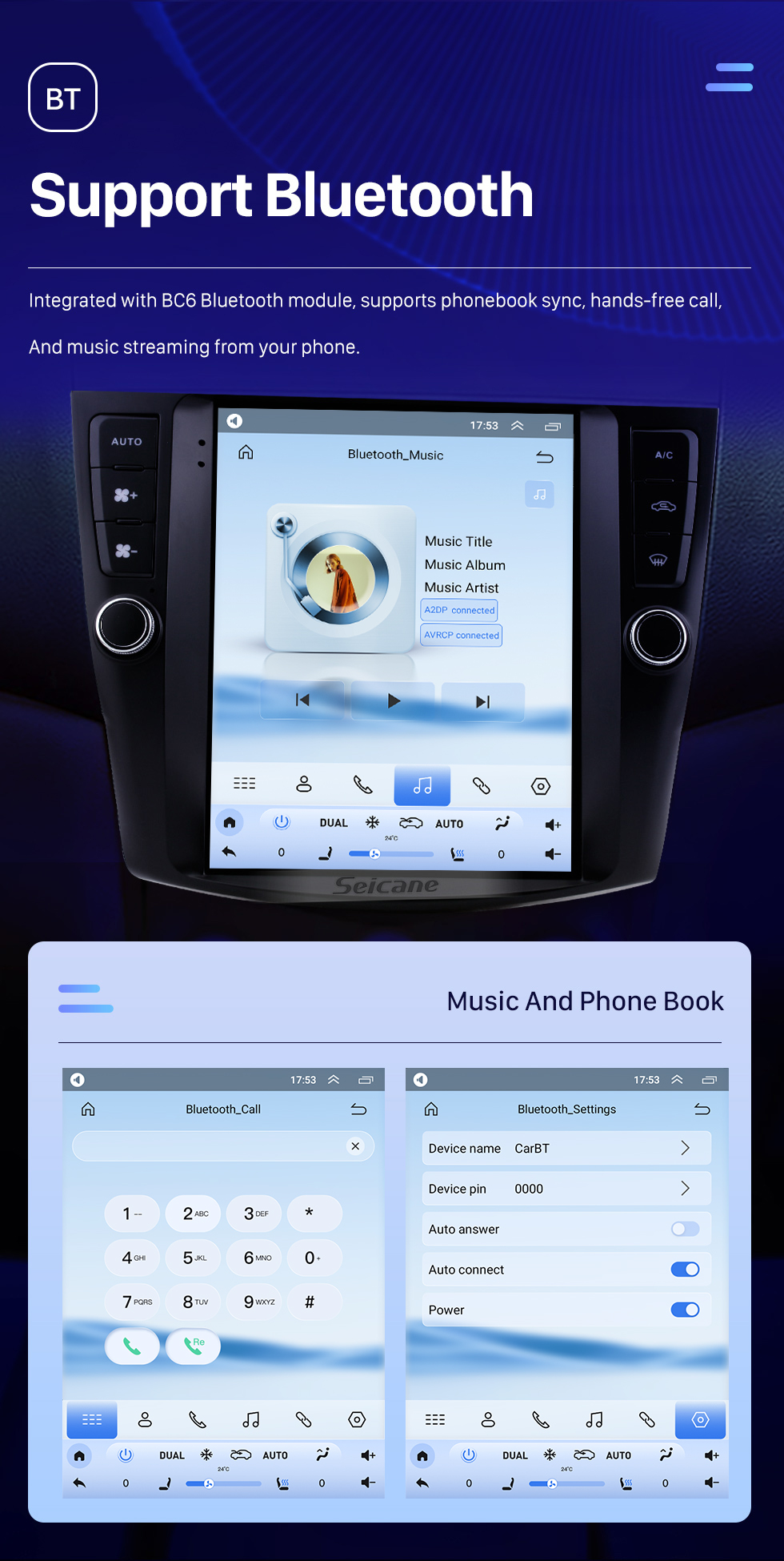 Seicane Écran tactile HD 9,7 pouces Android 10.0 Radio de navigation GPS de rechange pour Honda Accord 7 2003-2007 avec téléphone Bluetooth AUX FM Prise en charge des commandes au volant DVD 1080P Vidéo OBD2