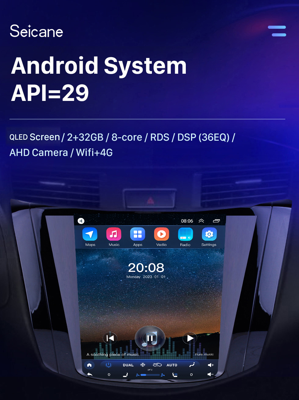 Seicane OEM HD Pantalla táctil 9.7 pulgadas Android 10.0 Radio para 2018 Nissan NAVARA Terra Auto A / C con GPS Navi System Mirror link Bluetooth música WIFI compatible OBD2 DVR SWC