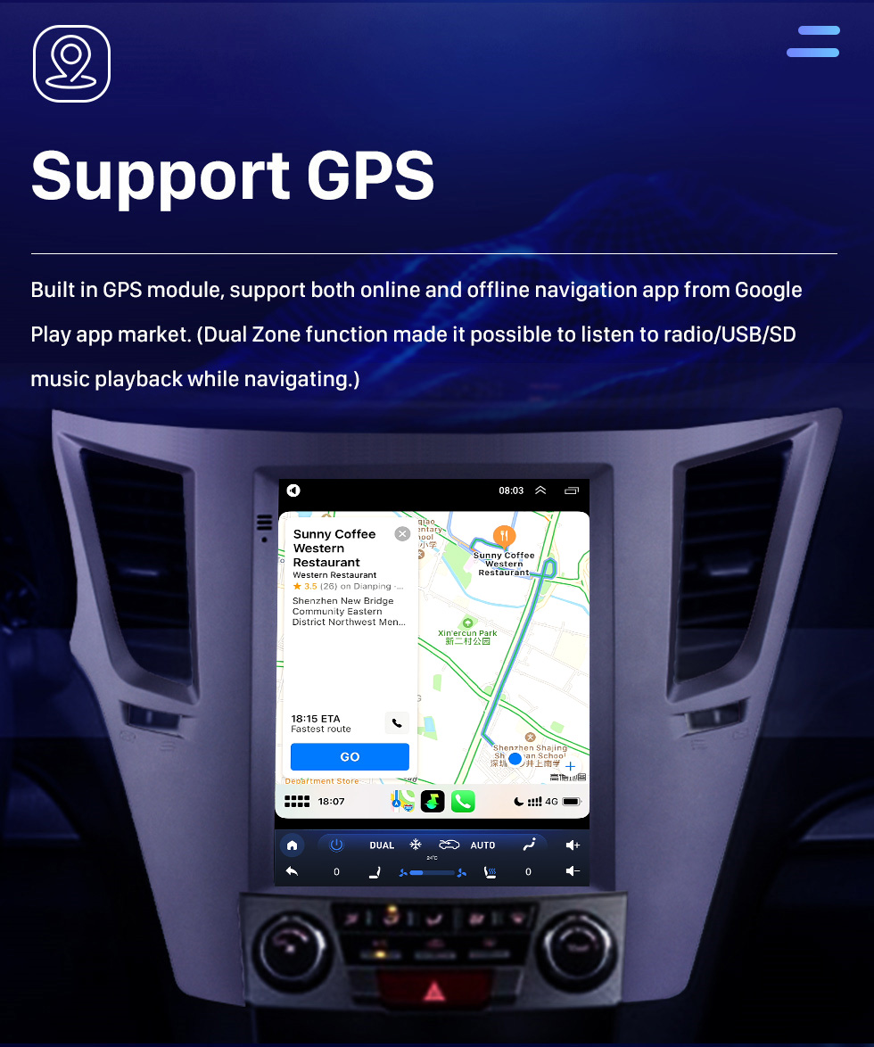 Seicane Radio de rechange Android Tesla carplay pour Subaru Outback 2010 2011 2013 2014 avec navigation GPS Bluetooth Carplay/Android Auto DSP 