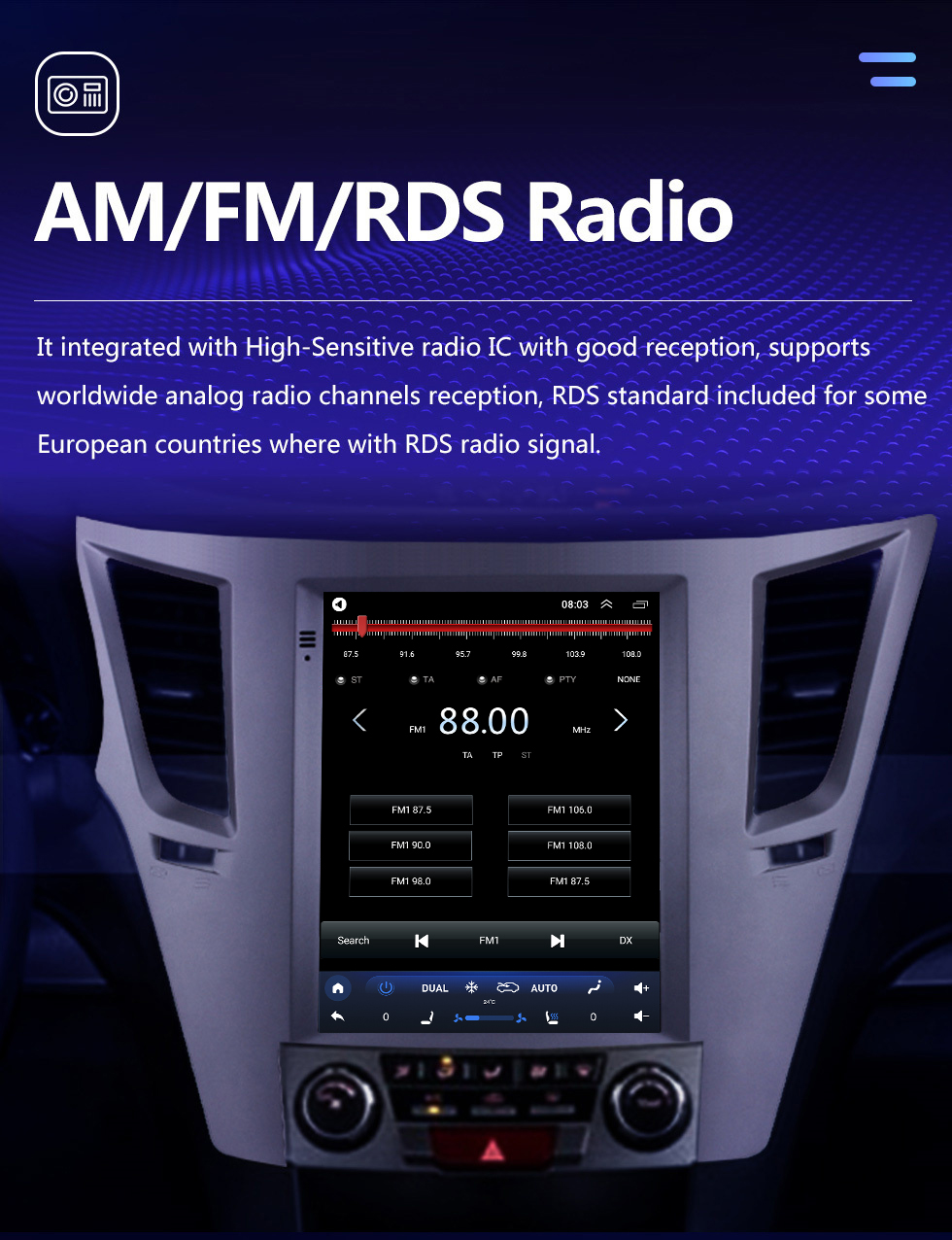 Seicane Aftermarket 9.7 pulgadas carplay Android Radio Estéreo para Subaru Outback LHD (2010-2014) con Carplay / Android Auto DSP Bluetooth Navegación GPS