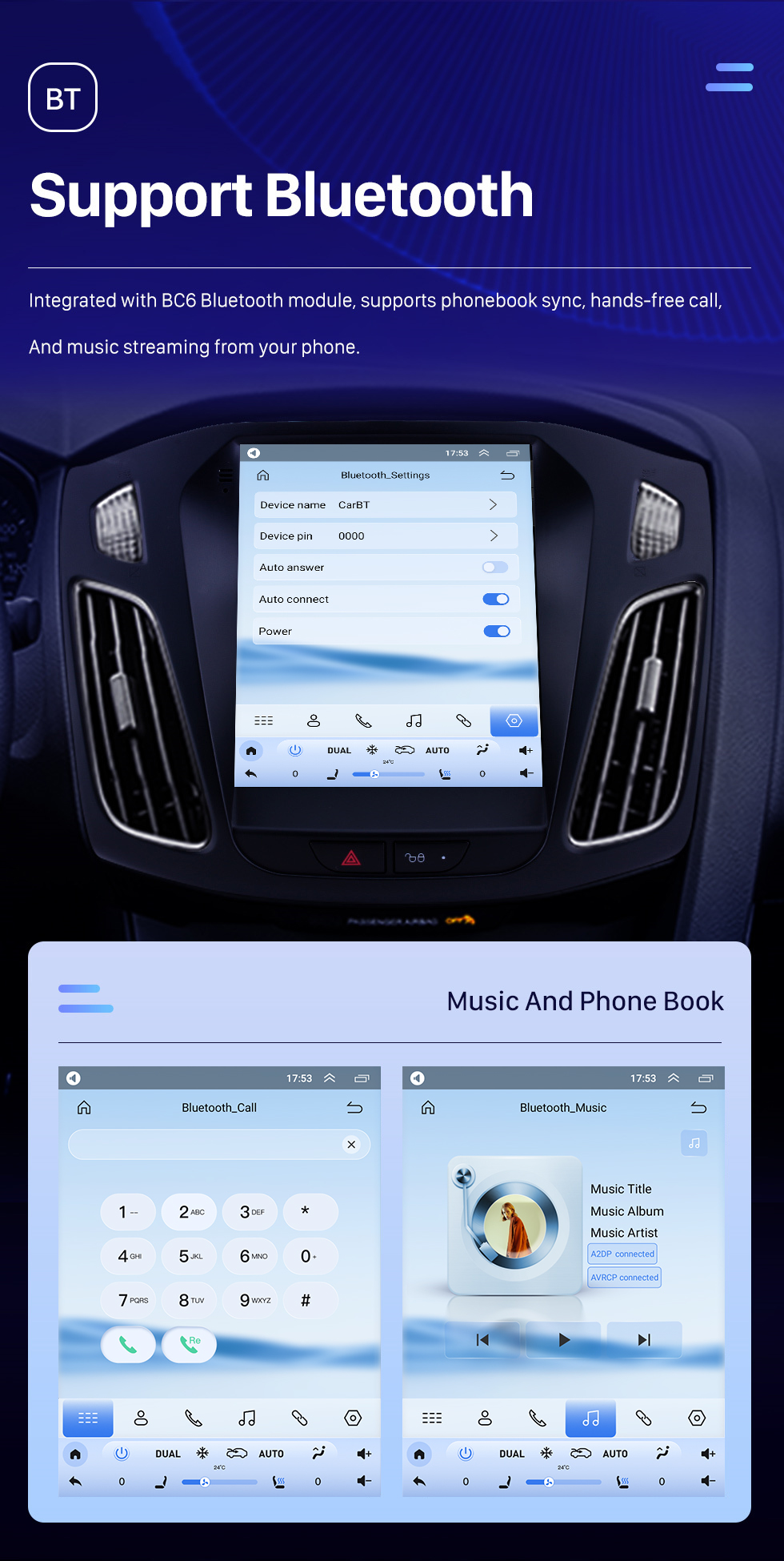 Seicane 9.7 pulgadas estilo Tesla Android 10.0 HD Pantalla táctil para 2012 -2015 Ford Focus Unidad de radio estéreo para automóvil Navegación GPS Soporte Bluetooth Cámara de visión trasera TPMS WIFI OBD2