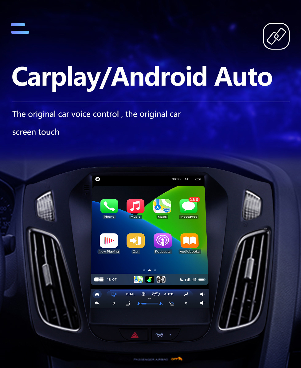 Seicane Android 10.0 2012 2013 2014 2015 Ford Focus 9,7-дюймовый сенсорный экран Tesla Style HD Автомобильная стереосистема Радио Головное устройство GPS-навигация Поддержка Bluetooth Управление рулевым колесом USB WIFI OBD2 Камера заднего вида