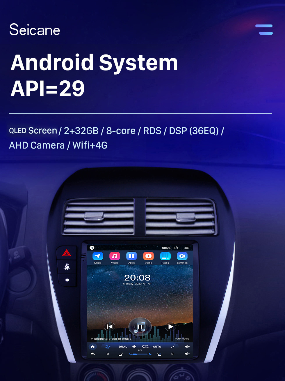 Seicane 9,7 Zoll 2013-2018 Mitsubishi ASX Android 10.0 Radio GPS Navigationssystem mit 4G WiFi Touchscreen TPMS DVR OBD II Rückfahrkamera AUX Lenkradsteuerung USB SD Bluetooth HD 1080P Video Seicane 9,7 Zoll 2013-2018 Mitsubishi ASX Android 10.0 Radio GPS Navigationssystem mit 4G WiFi Touchscreen TPMS DVR OBD II Rückfahrkamera AUX Lenkradsteuerung USB SD Bluetooth HD 1080P Video
