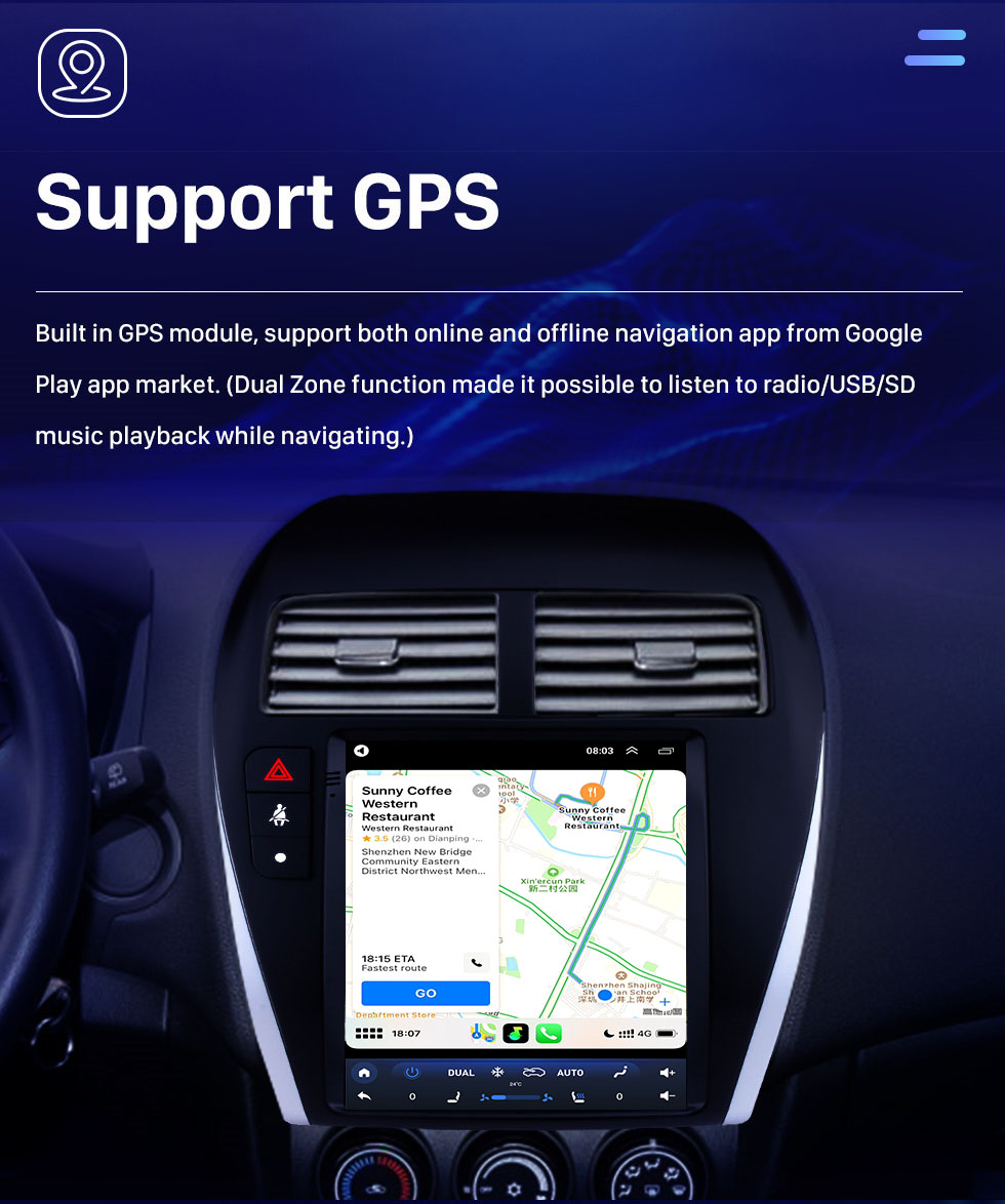 Seicane 9,7 Zoll 2013-2018 Mitsubishi ASX Android 10.0 Radio GPS Navigationssystem mit 4G WiFi Touchscreen TPMS DVR OBD II Rückfahrkamera AUX Lenkradsteuerung USB SD Bluetooth HD 1080P Video Seicane 9,7 Zoll 2013-2018 Mitsubishi ASX Android 10.0 Radio GPS Navigationssystem mit 4G WiFi Touchscreen TPMS DVR OBD II Rückfahrkamera AUX Lenkradsteuerung USB SD Bluetooth HD 1080P Video