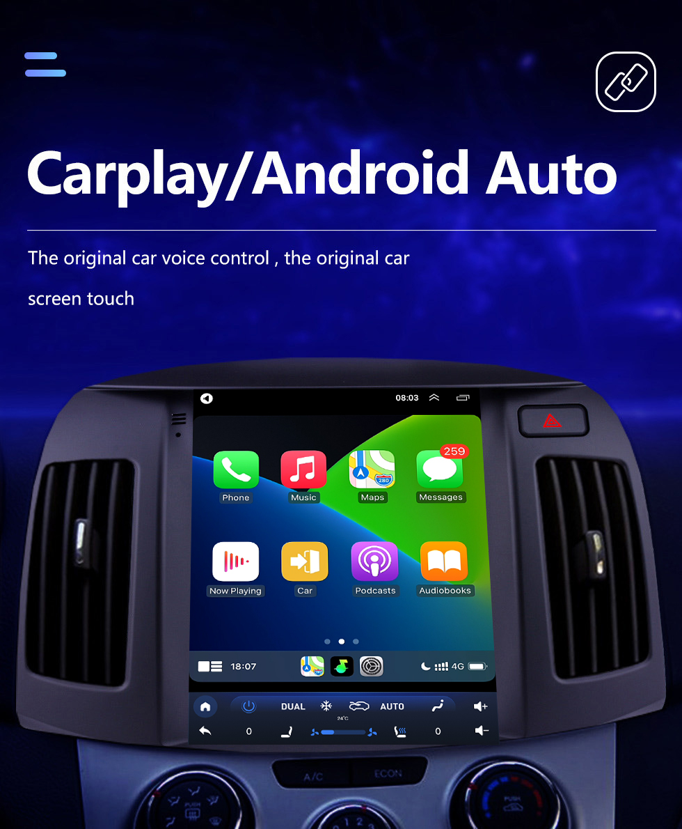 Seicane 9,7-Zoll-HD-Touchscreen 2008 2009 2010 Hyundai Elantra Android 10.0 Radio GPS-Navigation mit integrierter Carplay DSP Bluetooth-Musikunterstützung 4G WIFI Lenkradsteuerung