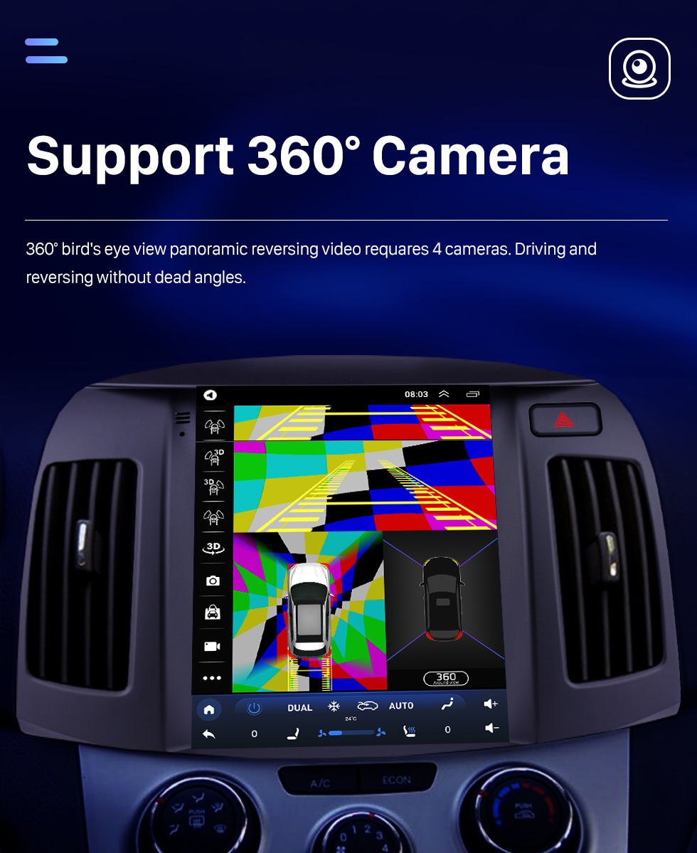 Seicane Pantalla táctil HD de 9.7 pulgadas 2008 2009 2010 Hyundai Elantra Android 10.0 Radio Navegación GPS con Carplay DSP incorporado Soporte de música Bluetooth 4G WIFI Control del volante