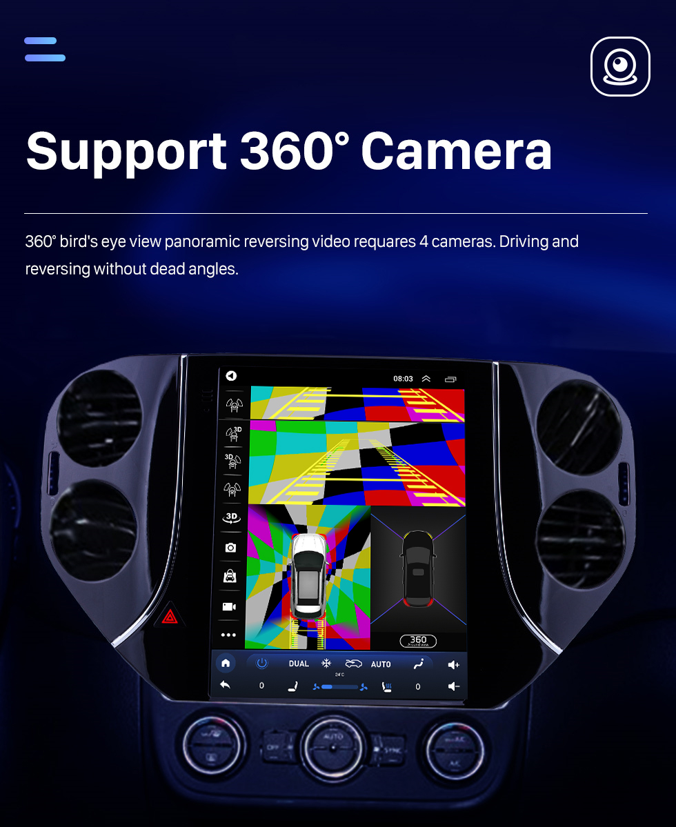 Seicane 9,7 pouces 2010 2012 2013 2014 2015 2016 VW Volkswagen Tiguan Android 10.0 Radio HD Écran tactile GPS Bluetooth Car Navi System 4G WiFi Mirror Link OBD2 Caméra de recul