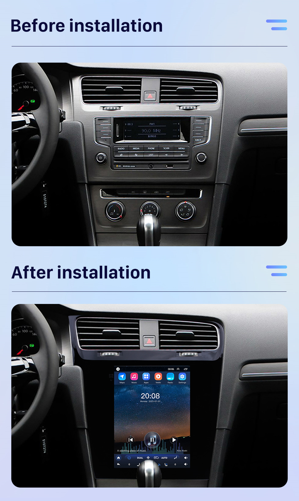 Seicane 9,7 polegadas 2014 2015 2016 2017 2018 VW Volkswagen Golf 7 Android 10.0 Rádio GPS Navegação HD tela sensível ao toque WiFi Bluetooth Música Espelho Link Câmera de Backup Controle de Volante 1080P Vídeo Seicane 9,7 polegadas 2014 2015 2016 2017 2018 VW Volkswagen Golf 7 Android 10.0 Rádio GPS Navegação HD tela sensível ao toque WiFi Bluetooth Música Espelho Link Câmera de Backup Controle de Volante 1080P Vídeo