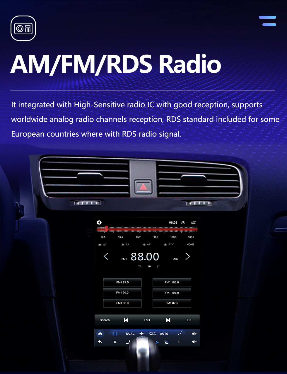 Seicane 9.7 pulgadas 2014 2015 2016 2017 2018 VW Volkswagen Golf 7 Android 10.0 Radio Navegación GPS HD pantalla táctil WiFi Bluetooth Música Mirror Link Cámara de respaldo Control del volante 1080P Video