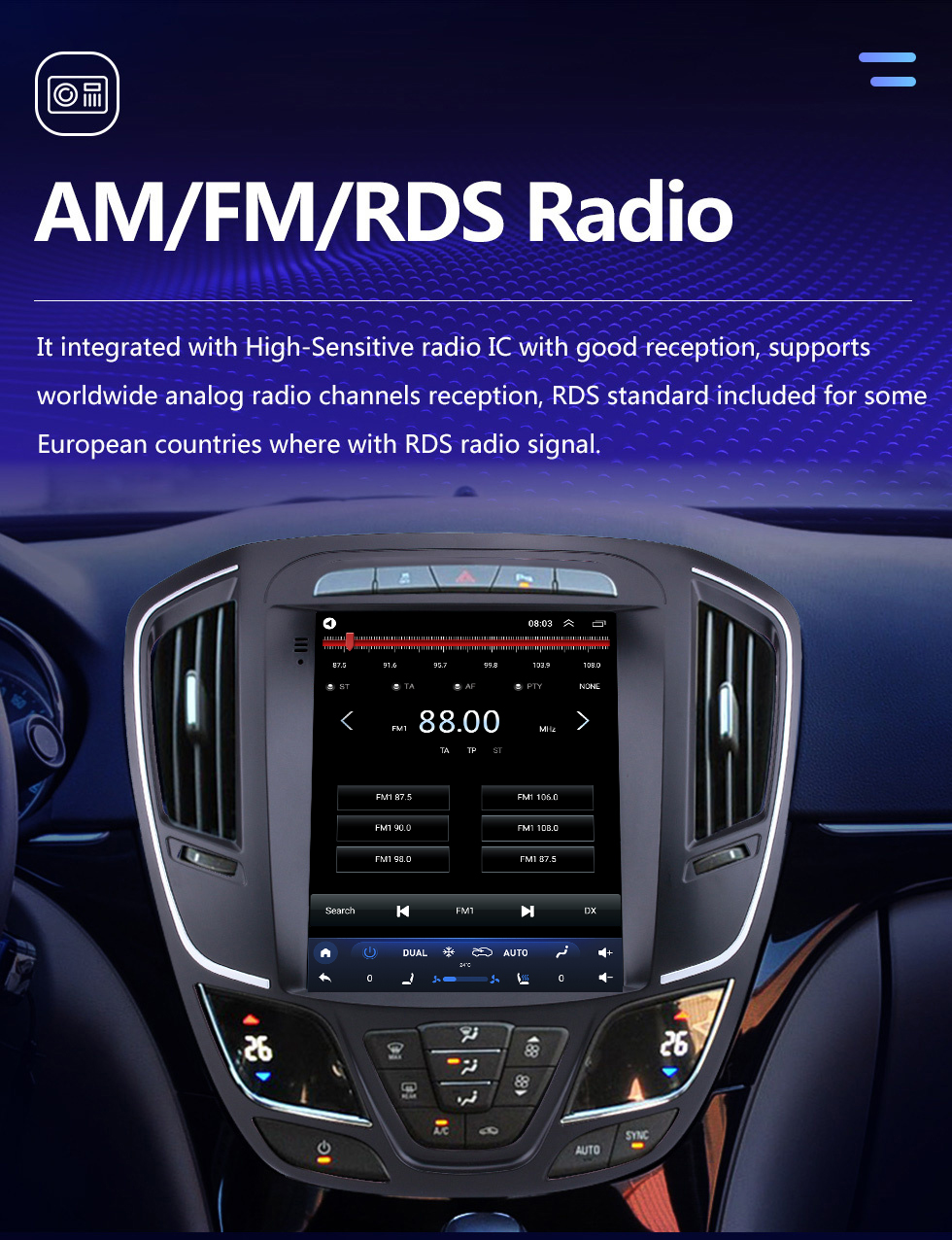 Seicane 9,7-дюймовый сенсорный HD-экран для 2014 Buick Regal Stereo Car Radio Bluetooth Carplay Stereo System Поддержка AHD-камеры