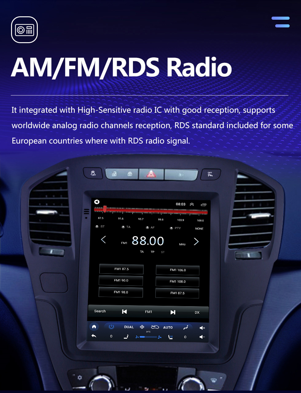 Seicane 2013 Buick Regal HD Pantalla táctil 9.7 pulgadas Android 10.0 Coche Estéreo Navegación GPS Radio Bluetooth Música Wifi compatible OBD2 Cámara de visión trasera SWC DVD 4G