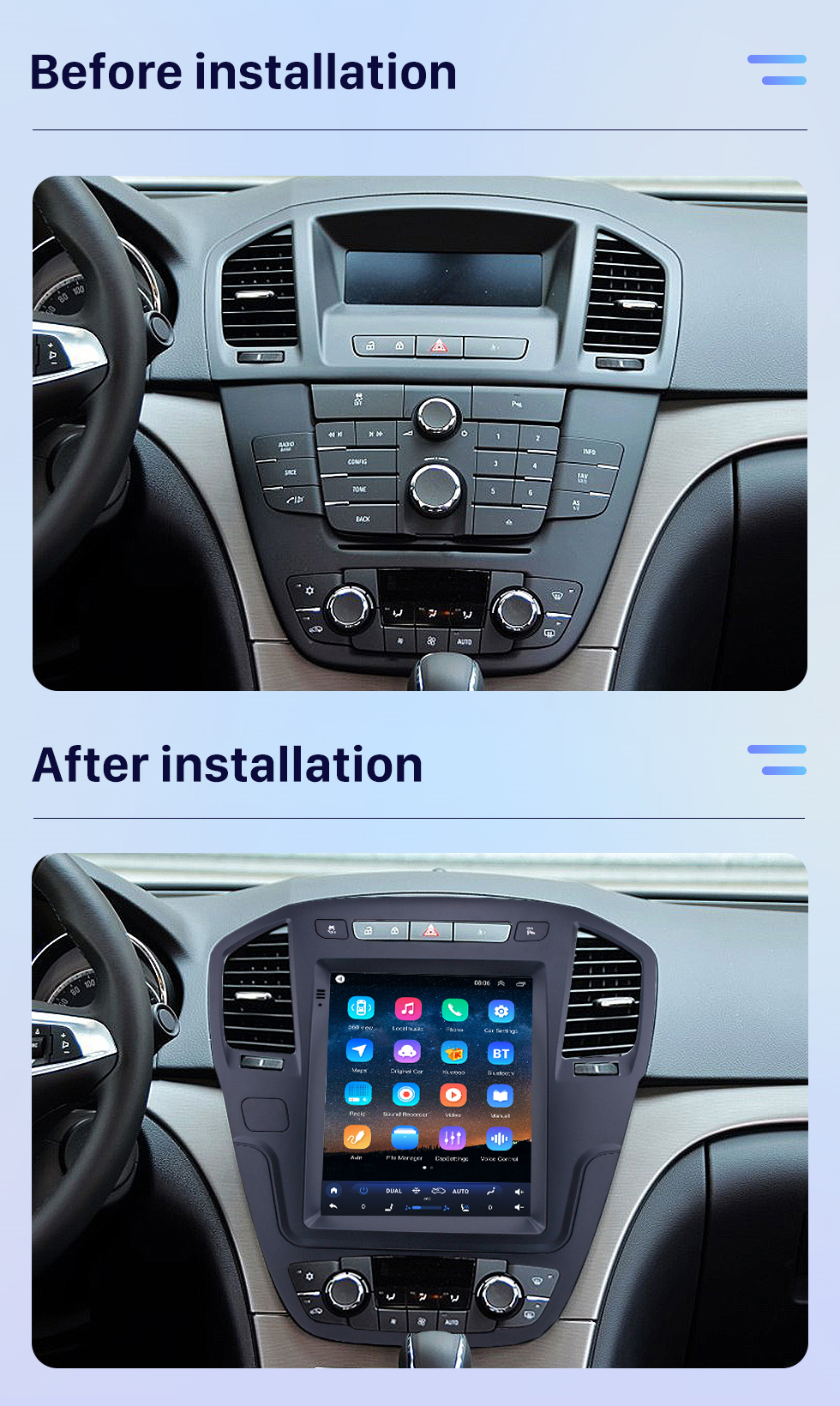 Seicane 2013 Buick Regal HD Écran tactile 9,7 pouces Android 10.0 Autoradio GPS Navigation Radio Bluetooth Musique Prise en charge Wifi OBD2 Caméra de recul SWC DVD 4G