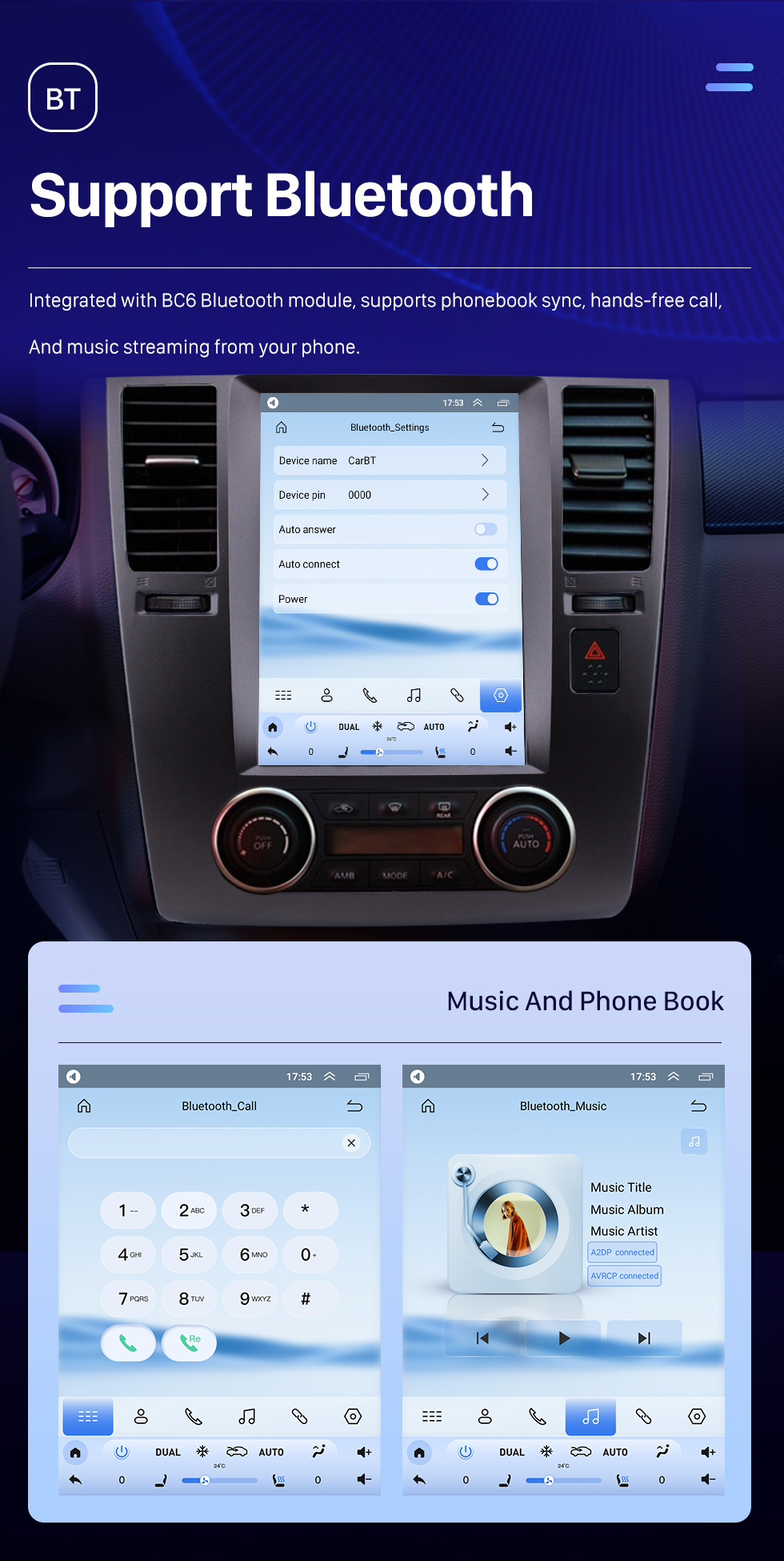 Seicane 9.7 pulgadas Android 10.0 2005-2010 Nissan Tiida Radio de navegación GPS con pantalla táctil Bluetooth AUX WIFI Soporte de música OBD2 DVR Carplay Mirror Link