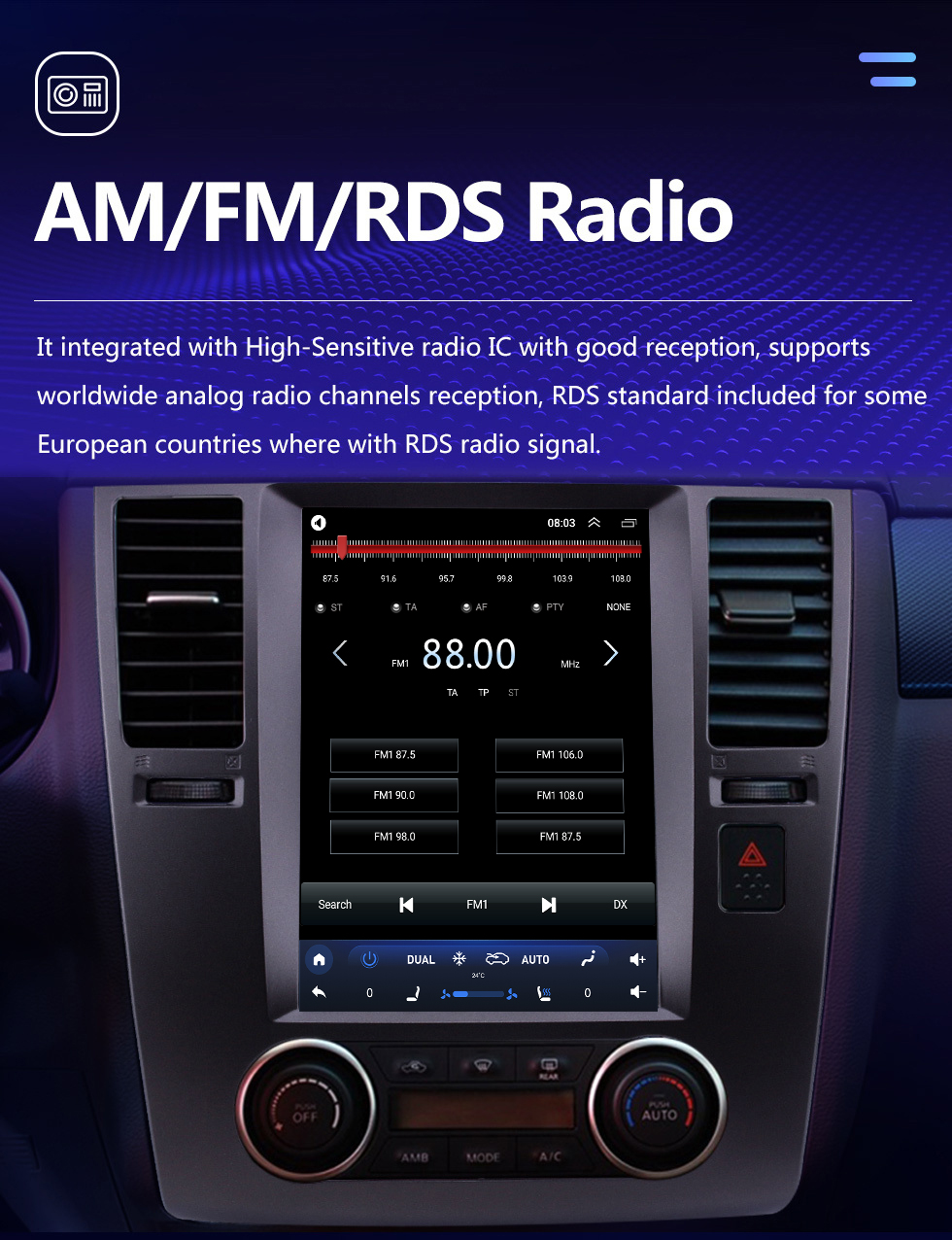 Seicane 9,7 Zoll Android 10.0 2005-2010 Nissan Tiida GPS-Navigationsradio mit Touchscreen Bluetooth AUX WIFI Musikunterstützung OBD2 DVR Carplay Mirror Link