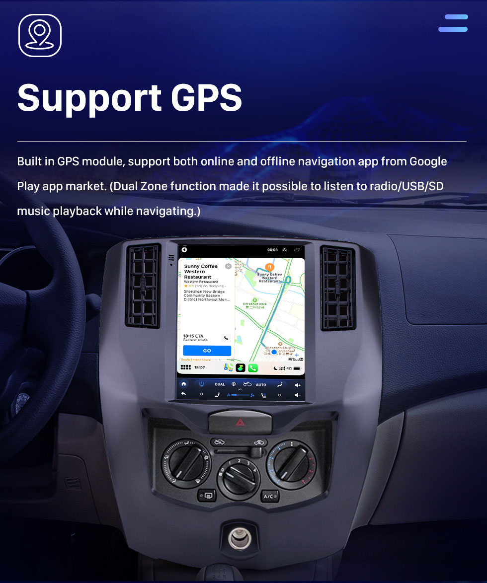 Seicane 9,7 pouces Android 10.0 2008-2015 Radio de navigation GPS Nissan Livina avec écran tactile Bluetooth Prise en charge USB WIFI Commande au volant Carplay