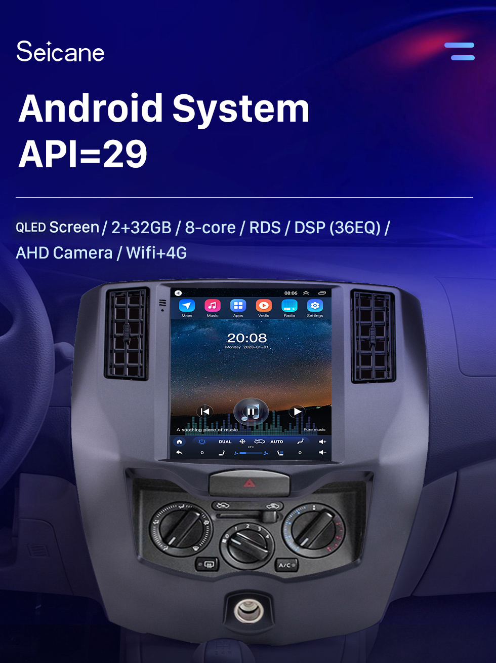 Seicane Tela sensível ao toque HD de 9,7 polegadas para 2008-2015 Nissan Liwei rádio de carro estéreo Bluetooth Carplay sistema estéreo suporte câmera AHD