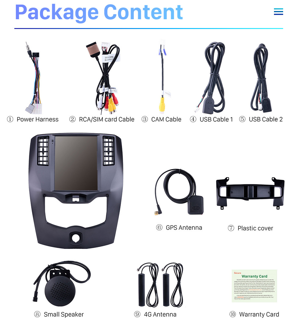 Seicane Pantalla táctil HD de 9,7 pulgadas para Nissan Liwei 2008-2015, Radio estéreo para coche, Bluetooth, sistema estéreo Carplay, compatible con cámara AHD