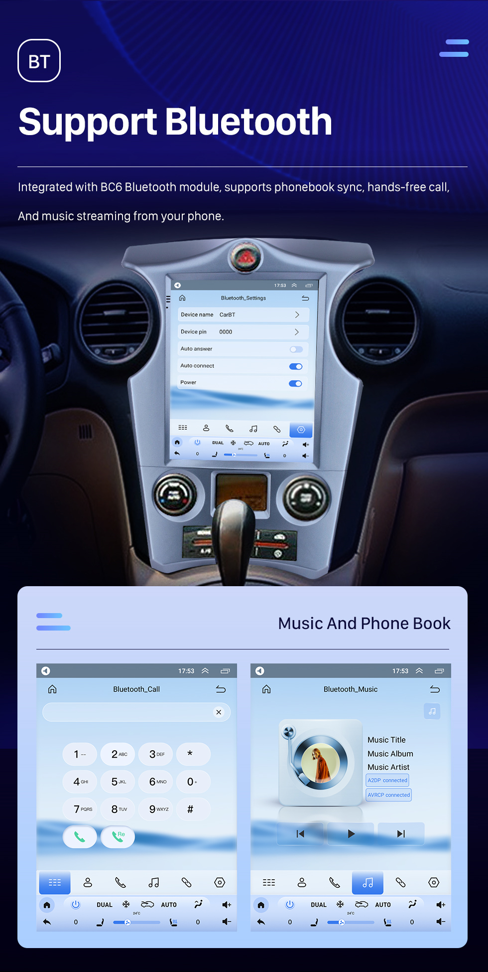Seicane 9,7 pouces Android 10.0 pour 2007-2012 Kia Carens Auto A/C Radio Système de navigation GPS avec écran tactile HD Prise en charge Bluetooth Carplay TPMS